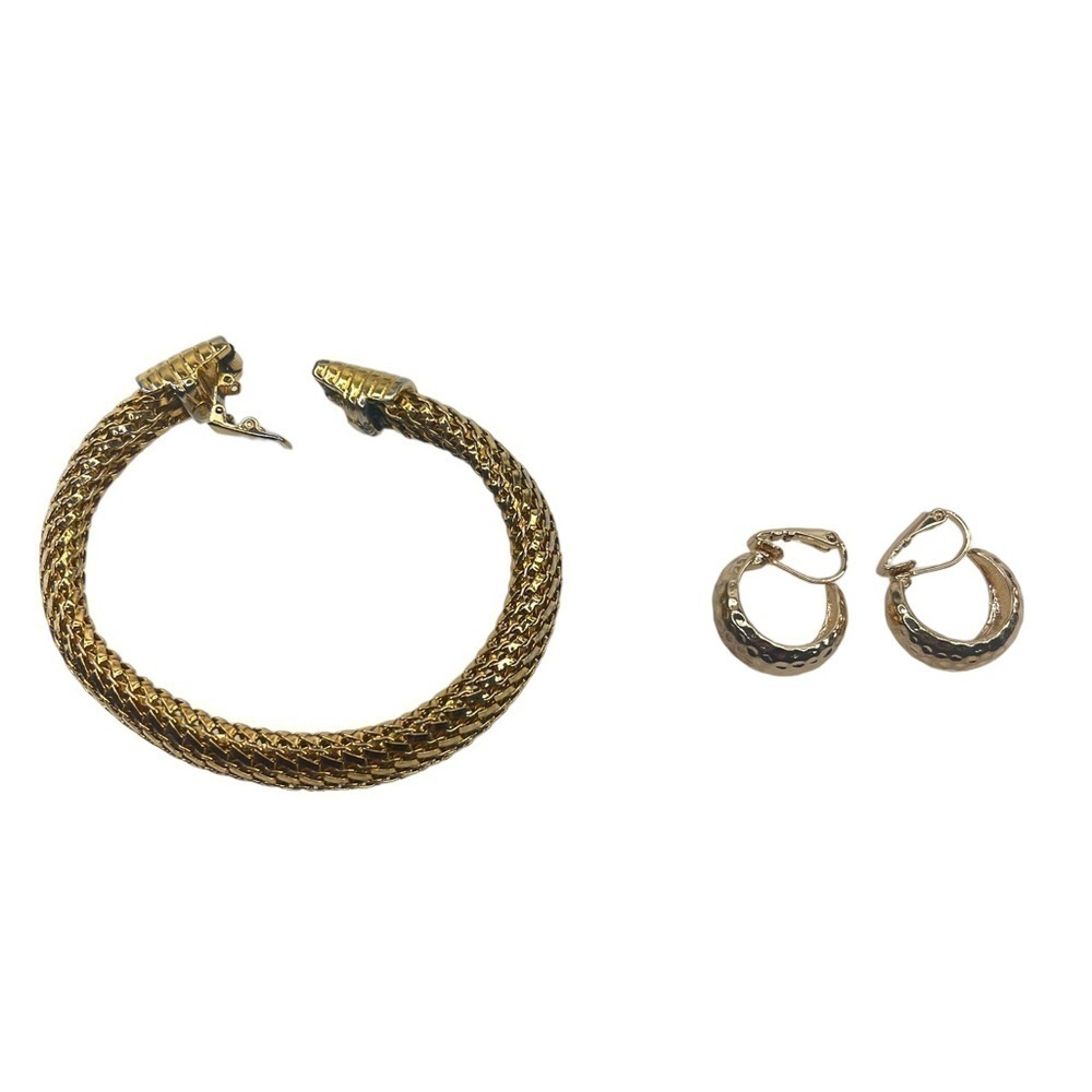 Black & Gold 16” Necklace, Earrings & Bracelet - Picture 3 of 11